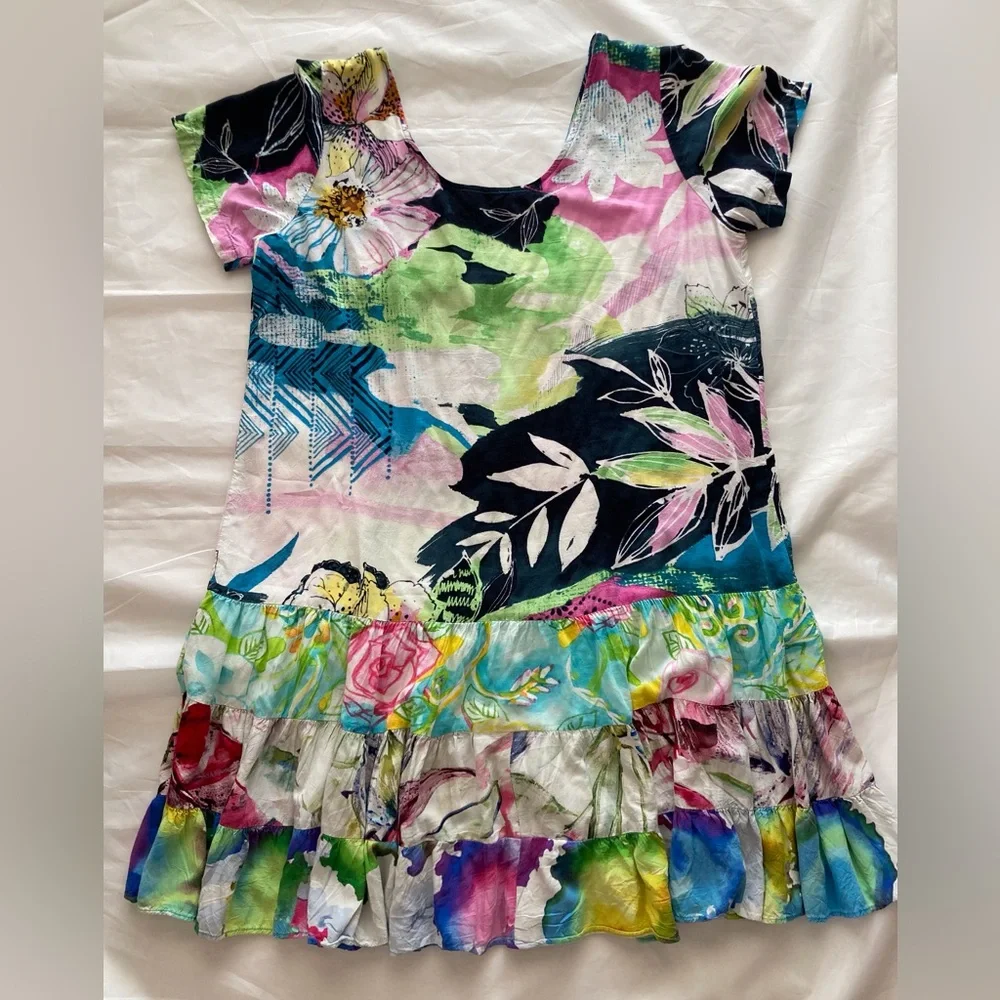 Jams World Vintage 90’s Hattie Dress W329 Copyright Bela Bella Tropical Print Lg - Picture 2 of 9